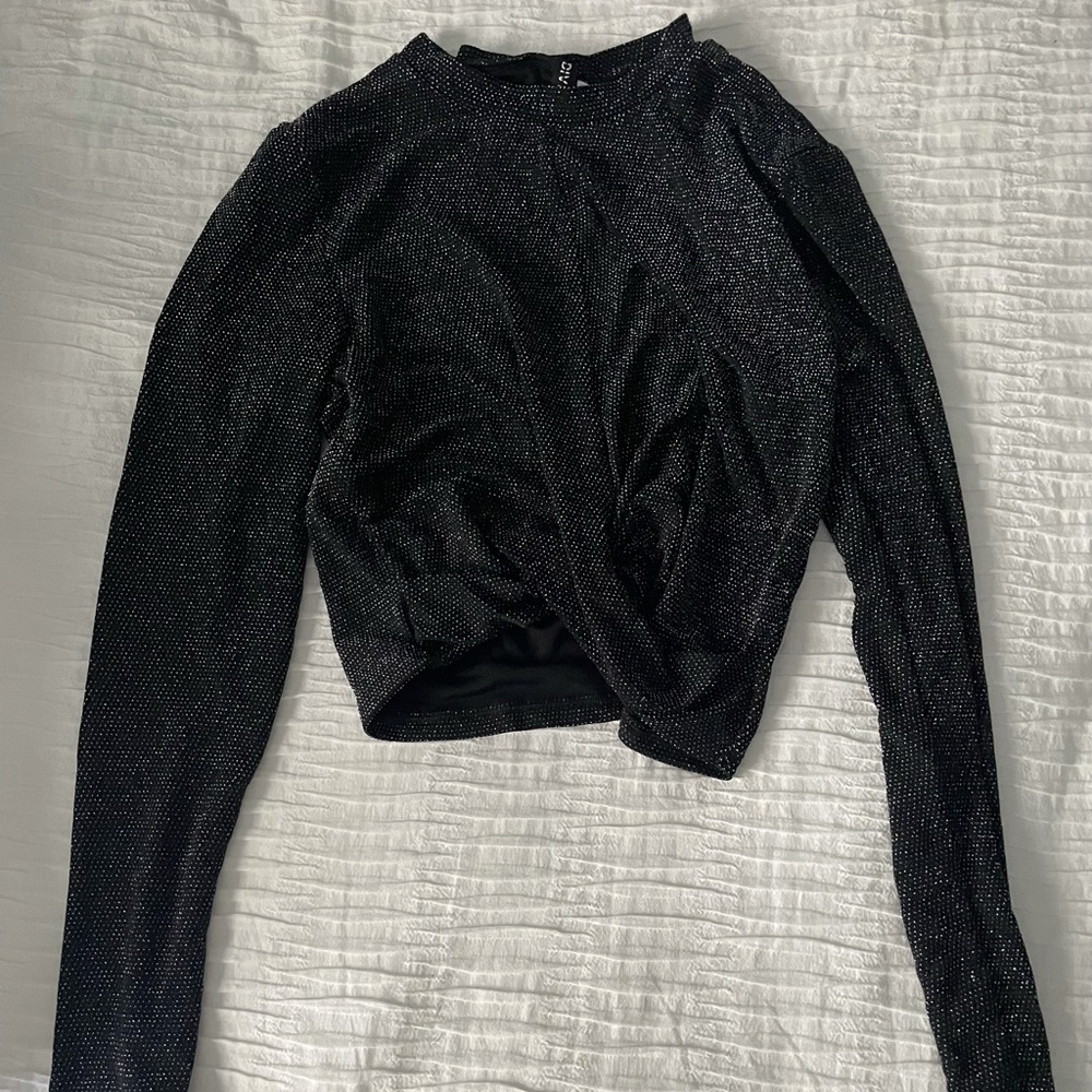 Silver sequined long sleeve shirt